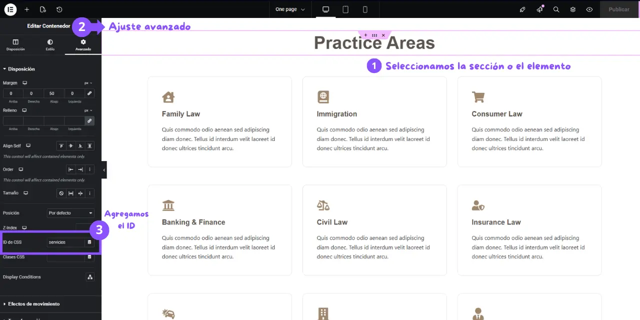Cómo Añadir un ID a una Sección en WordPress