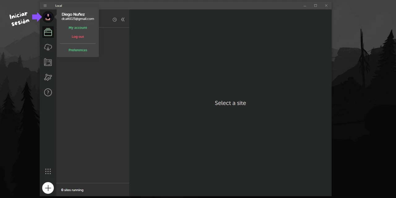 Iniciar sesión en LocalWP