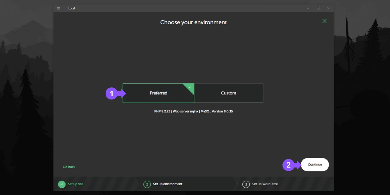 entorno de instalación localwp